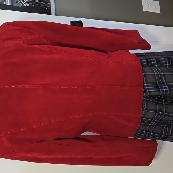 Margaret Godfrey Vintage Suede Blazer Lined Red Suede Leather Size 12 - Picture 5 of 9